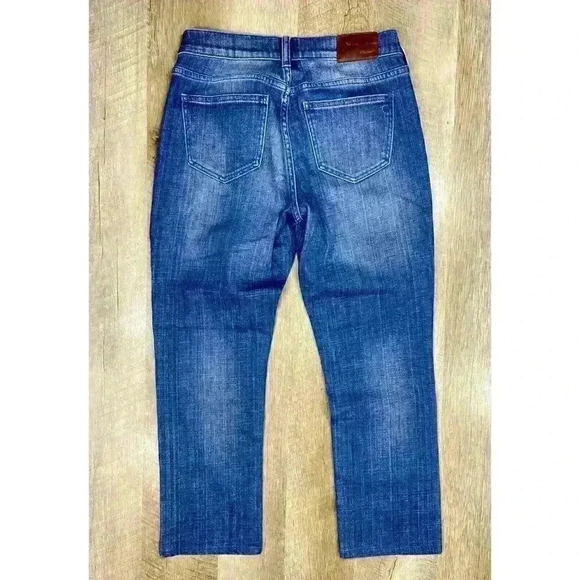 Madewell Jeans Size 25 Slim Boy Jean Patchwork Distressed Denim Mid Rise Stretch - Picture 6 of 10